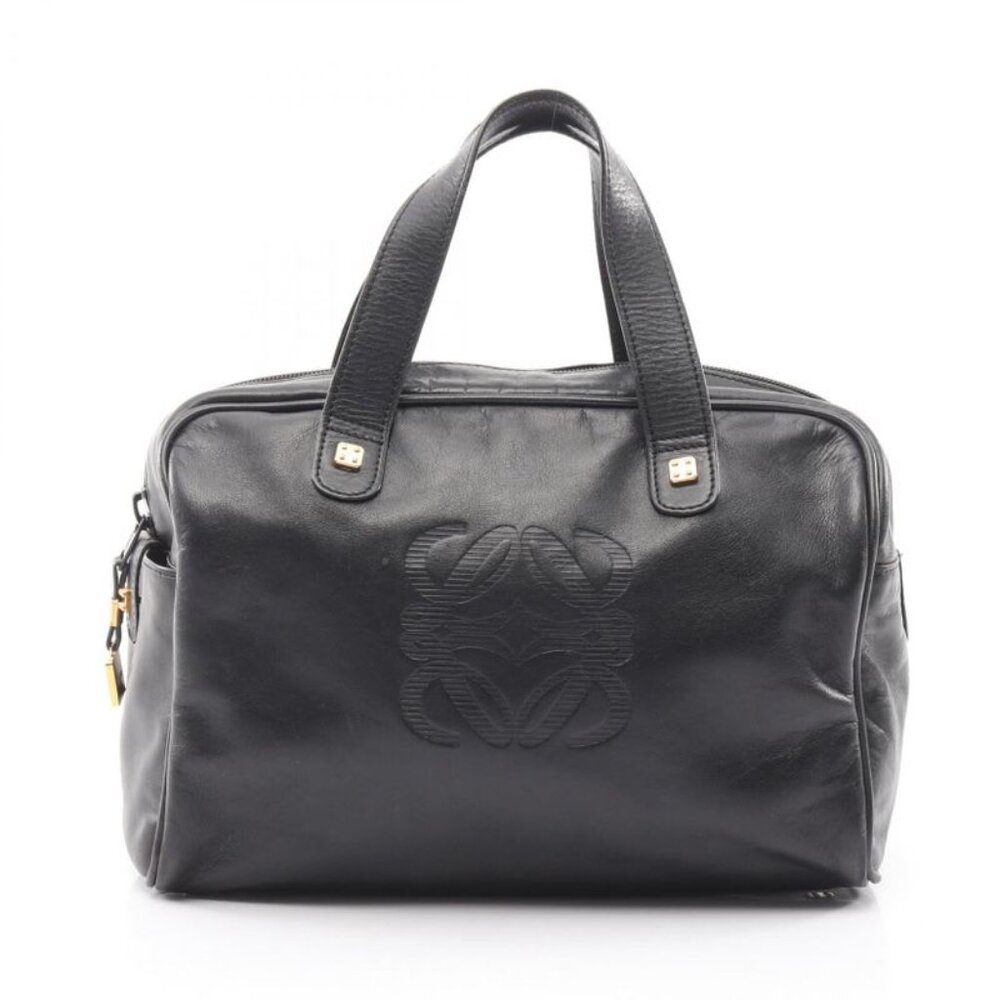 Loewe Tote Bag Anagram Black Leather Anagram Mini Boston